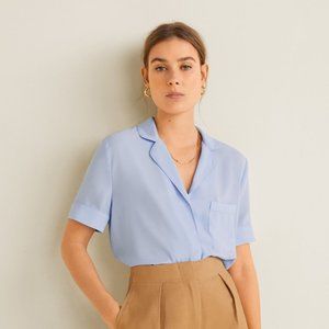 Mango Camp Collar Blouse XS